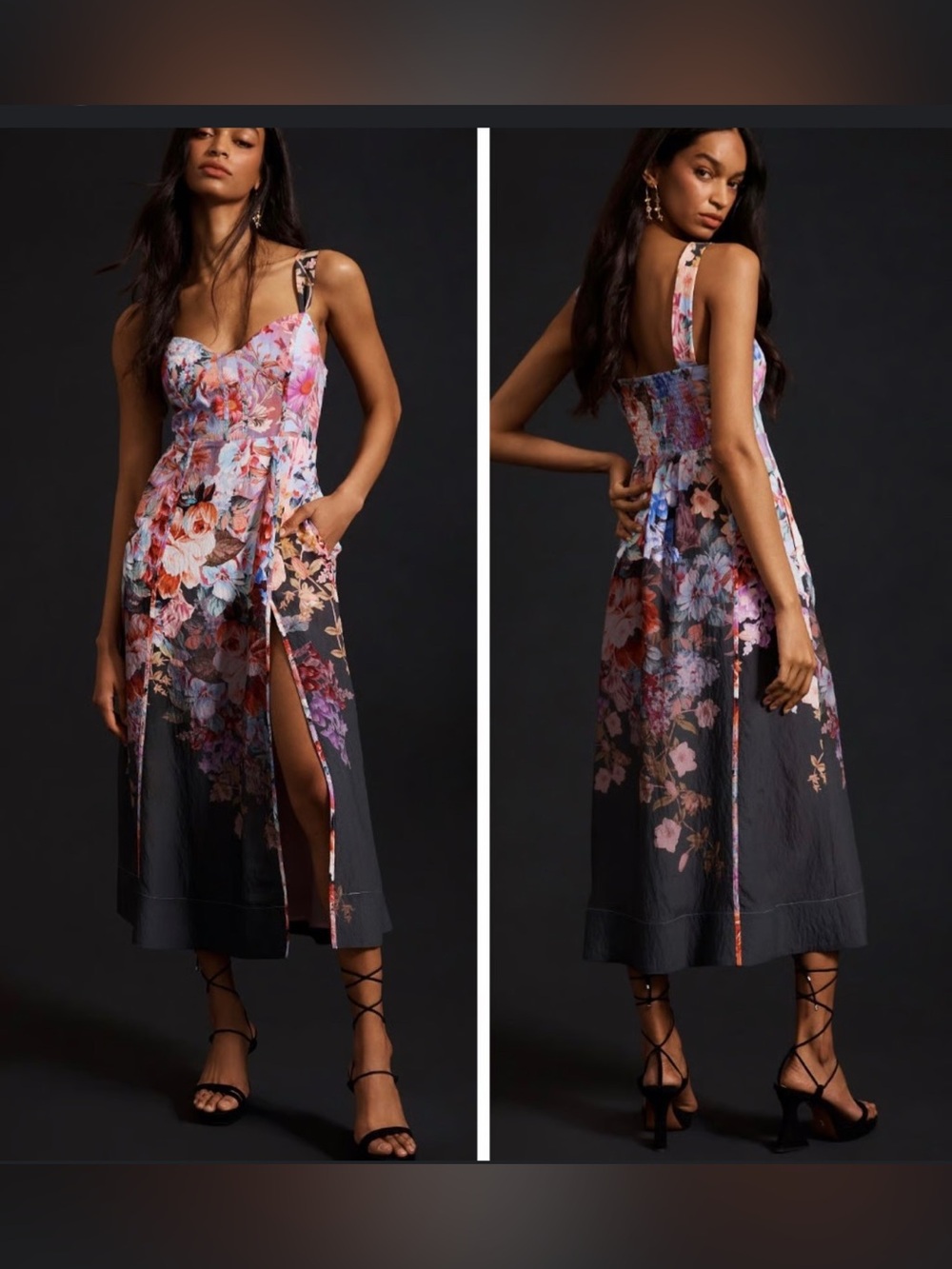Anthropologie Lavender Purple Smocked Midi Dress Sz Small - Picture 16 of 16